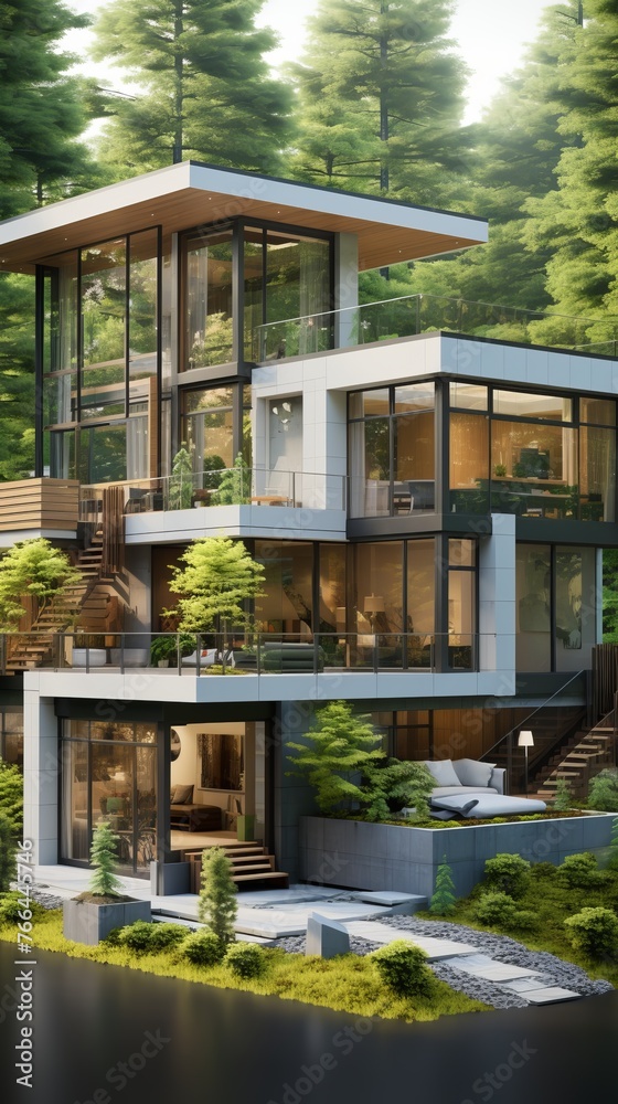 Modern Glass House in the Woods Modern Glass House in the Woods