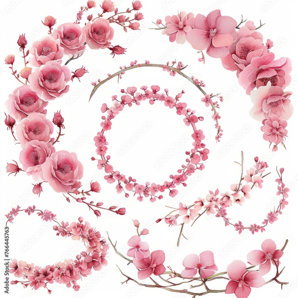 Pink flowers and branches