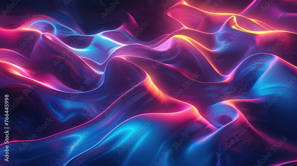
Dynamic waves in ethereal neon light The concept combines the fluidity of movement with the lively charm of neon lights.