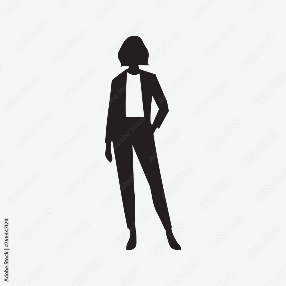 A Business Women Standing Vector silhouette Illustration