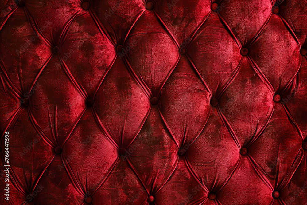 Fototapeta premium Noble red velvet Chesterfield style texture. Background image. Created with Generative AI technology.