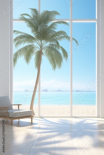 Palm tree in front of a beach house