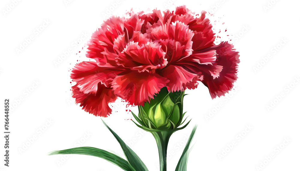 Red carnation isolated on white background, cut out Red carnation isolated on white background, cut out