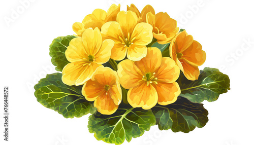 Yellow primrose isolated on white background, cutou photo