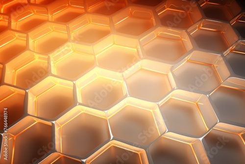 Futuristic Glowing Honeycomb Structure