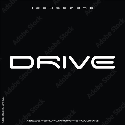 drive font, movement speed type font typeset vector