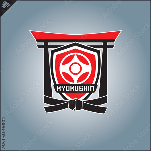 Emblem of kyokushin karate. Martial art colored symbol, logo creative design emblem. Vector.