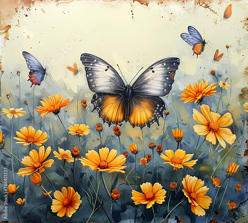 illustration fantasy butterfly on a flower