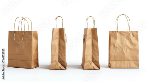 brown bag isolated, Brown Shopping bag, Blank Shopping bag mockups. Paper package isolated on white background. Realistic mockup of craft paper bags, Ai 