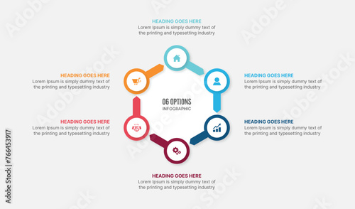 Infographic Template Design With 6 Steps, Process Workflow Diagram