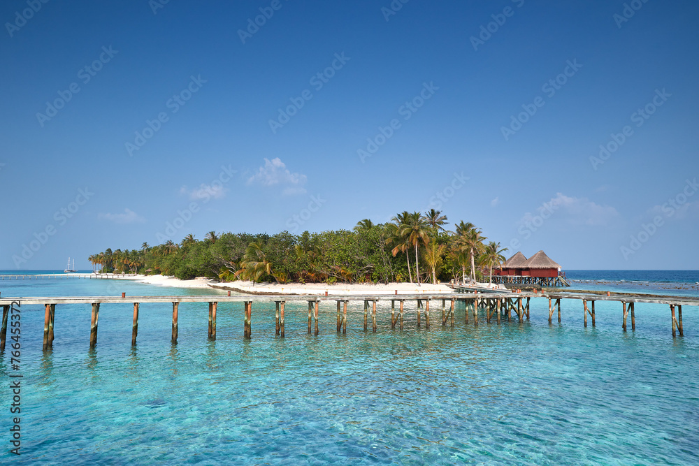 Paradise tropical island and blue lagoon