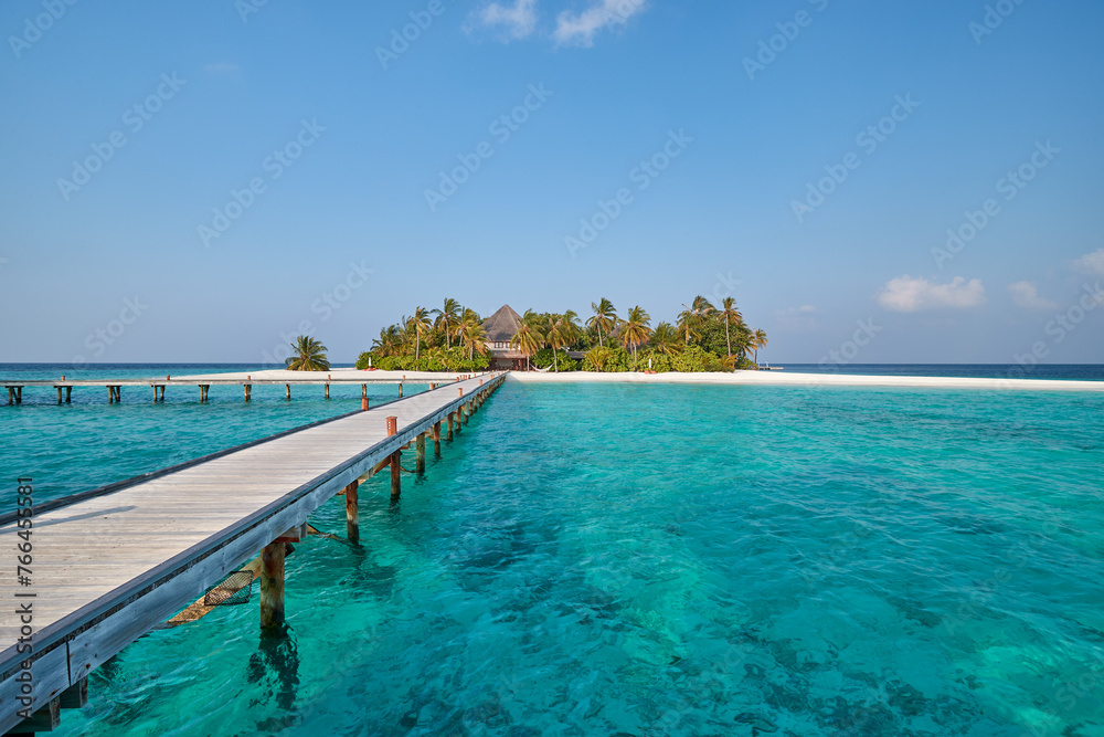 Paradise tropical island and blue lagoon