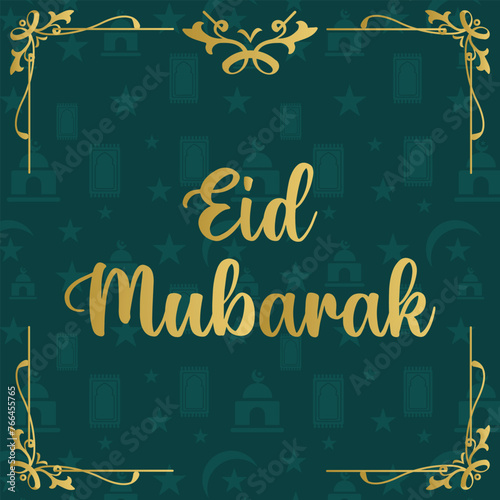 Eid Celebration Holiday Card with Decorative Background