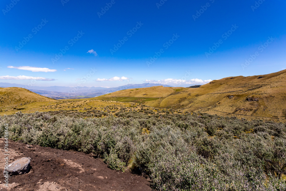 Andean landscapes near the Cayambe volcano and its vegetation in the highlands