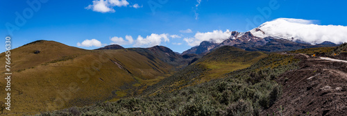 Andean landscapes near the Cayambe volcano and its vegetation in the highlands