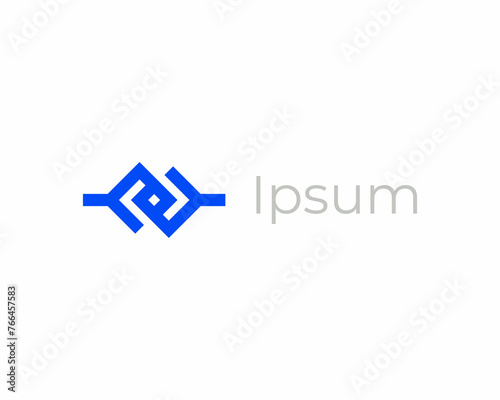 Abstract chain weaving linear logo. Minimalist corporate partnership deal  sign.