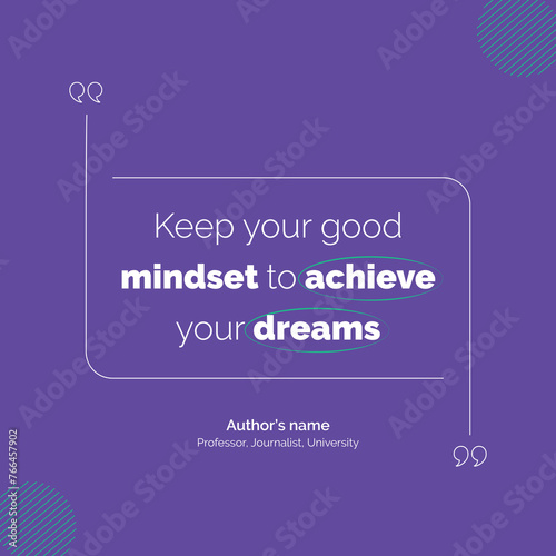 Square Motivation Quote Template. 3D bubble testimonial banner, quote, infographic. Social media post design template for quotes. Can be used for Inspirational Text box, Empty speech bubbles etc.