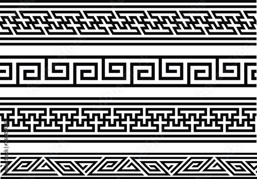 Four seamless elegant border frame patterns.