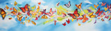 Colorful Butterflies Swirling in the Sky Illustration