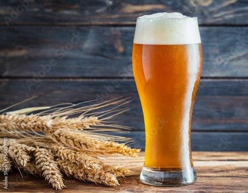  Helles Bier, Weizenbier auf holzhintergrund photo