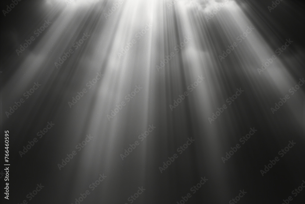 Black and white texture with rays of light. Sun beams. God rays. Background image. Created with Generative AI technology. Black and white texture with rays of light. Sun beams. God rays. Background image. Created with Generative AI technology.