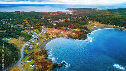 Small Town, Coast on East Coast of Atlantic Ocean. Aerial Nature Background. © edb3_16