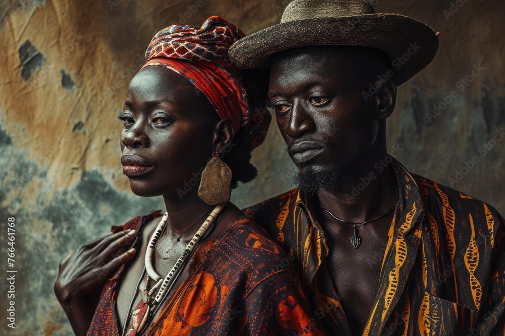 Obraz premium African couple in colorful clothing.