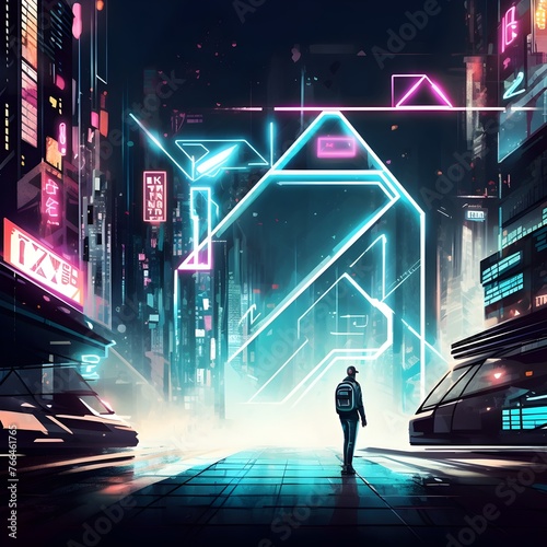 Glowing Light Neon: A Digital Illustrator's Geometric-style Foray into Holograms photo