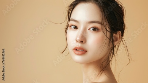 Young beautiful Asian girl with perfect skin for your advertising. Place for text © Olga Troitskaja
