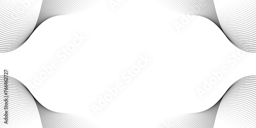 Abstract background with waves for banner. Medium banner size. Vector background with lines isolated on white. Black and white gradient. Brochure, booklet
