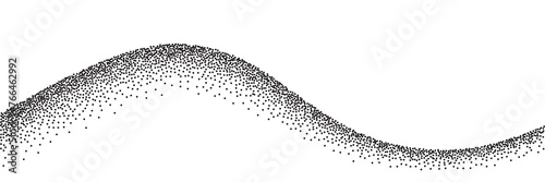 Wave grain stipple pattern background. Black noise dotwork texture, abstract dot stipple lines, sand grain effect, vector illustration isolated on white background