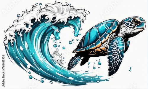 Image of sea turtle on white background. For educational materials for kids, game design, animated movies, tourism, stationery, Tshirt design, posters, postcards, childrens books.
