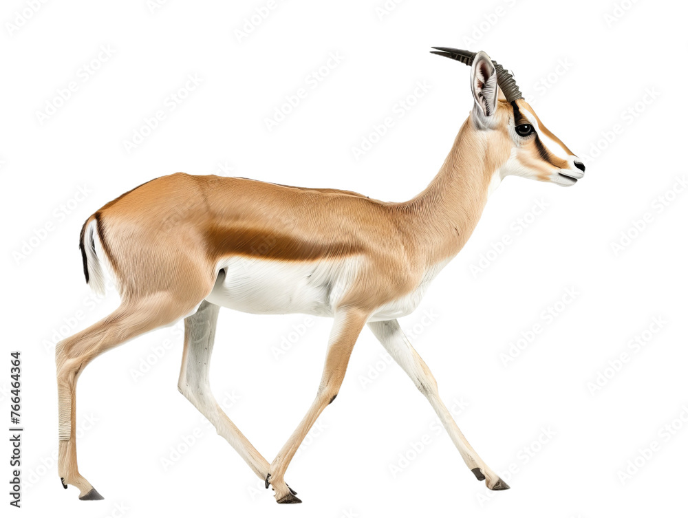 Fototapeta premium gazelle side view png cutout isolated on white and transparent background
