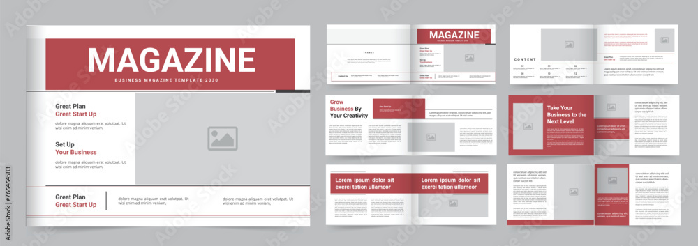 Magazine Design Template, Modern magazine design layout template, Magazine