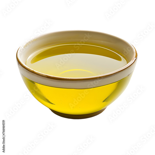 Bowl with olive oil isolated on white background