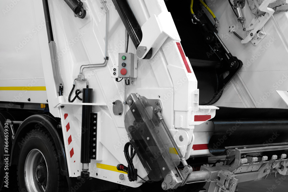 A modern machine for transporting waste waste with a press and ...