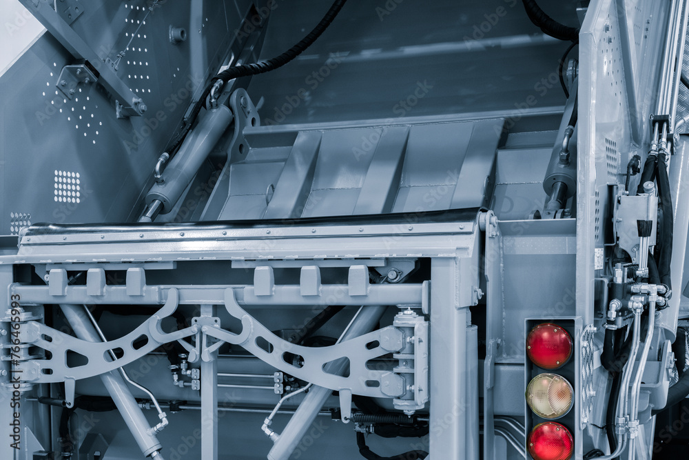 A modern machine for transporting waste waste with a press and ...
