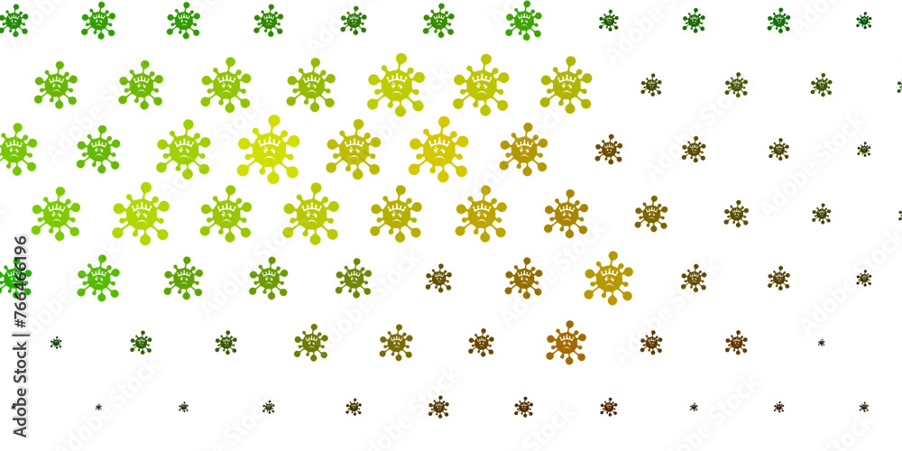 Light Green, Yellow vector pattern with coronavirus elements.