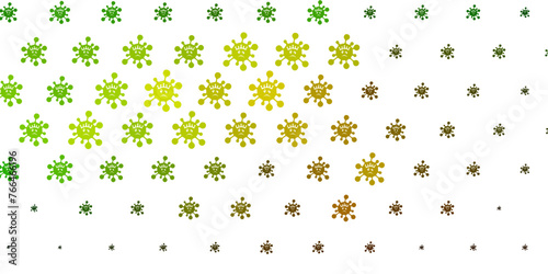 Light Green, Yellow vector pattern with coronavirus elements.