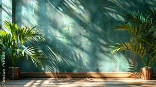 Lush Jungle Scene With Palm Trees