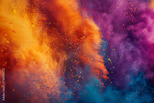 Colored powder explodes in the air,vivid colorful abstract background, creativity and Holi festival concept.