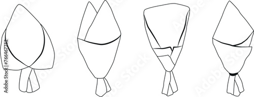 Vector Set of floral pack. Empty flowers wrapping paper. Outline flat illustration of packing.