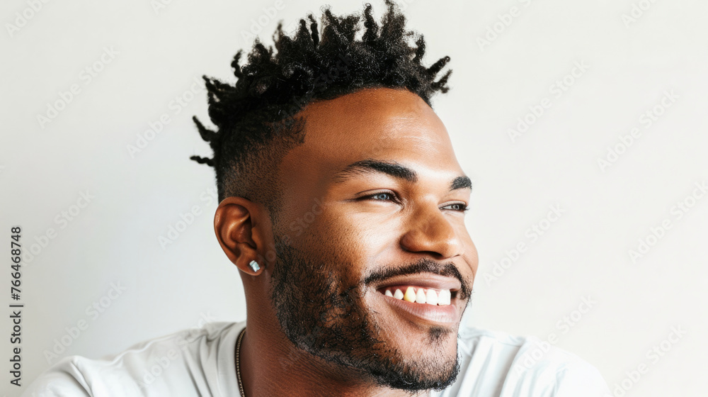 Smiling African-American man, casual style, white background. Smiling African-American man, casual style, white background.