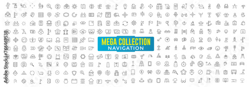 Navigation icon mega collection. location, GPS elements - thin line web icon set. Outline icons collection. Outline symbol collection.