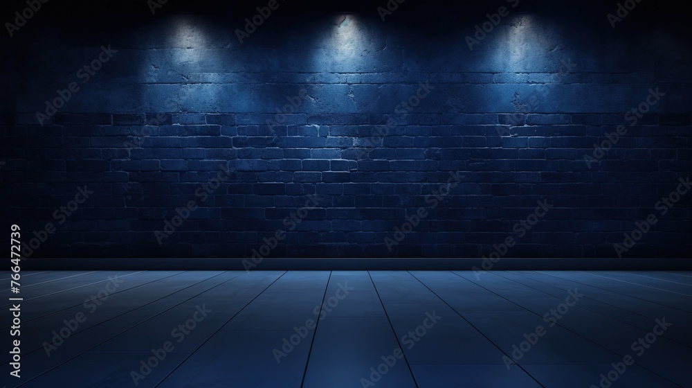 Empty room with navy blue wall and lighting for product display and presentation background. Empty room with navy blue wall and lighting for product display and presentation background.