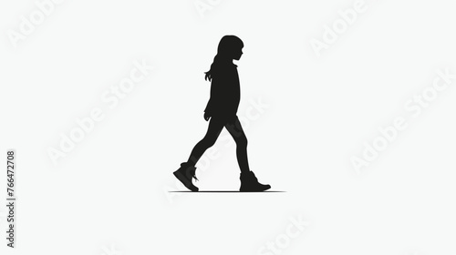 Silhouette of a girl walking Flat vector isolated on