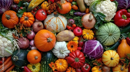 Vegetables harvested in the fall season.