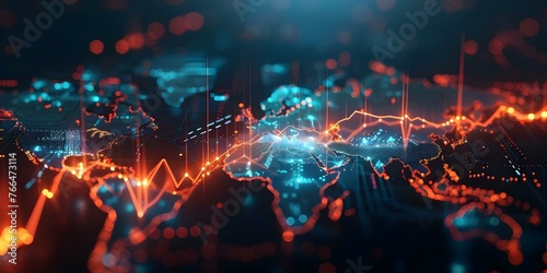 Interconnected Global Stock Market Arrows Linking Major Financial Centers across Continents. Concept Global economy, Stock market, Financial centers, International trade, Interconnected markets