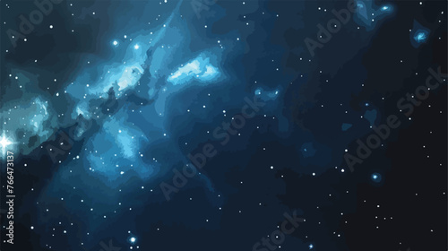 Space background with blue nebula and stars Flat vector