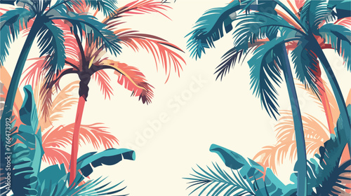 Summer background. Tropical palm tree Flat vector iso